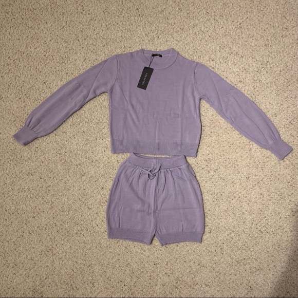 NWT 2 Piece Knitwear Lilac Sweater Short Set Small - Picture 5 of 11
